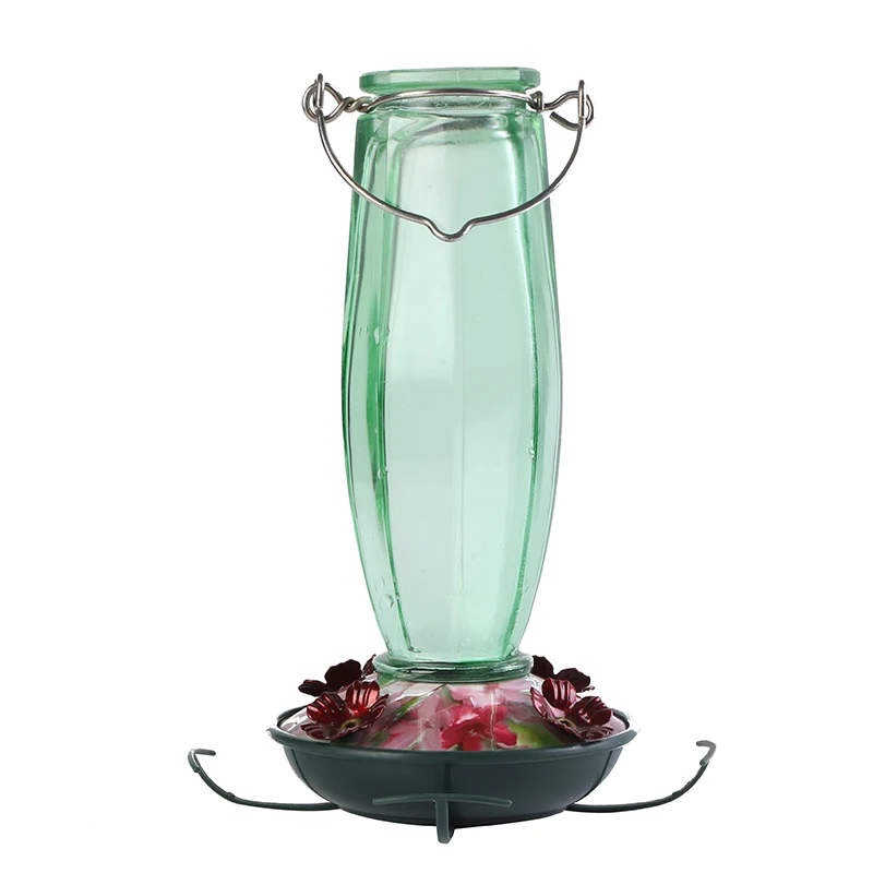 Square green transparent glass hanging water feeder hummingbird hanging water feeder humming bird feeder