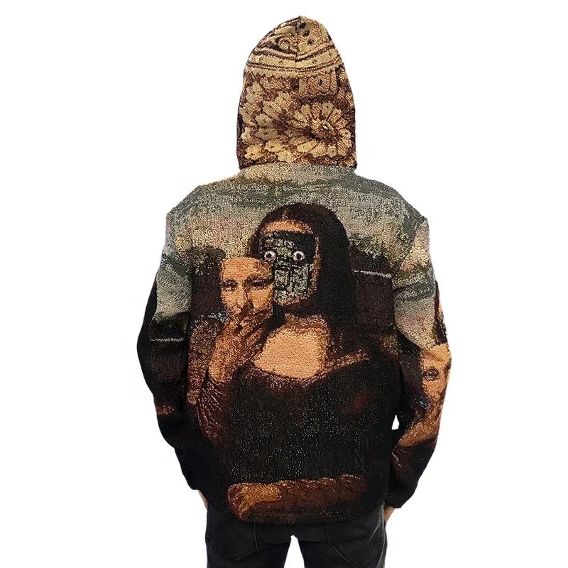 Jacquard Woven Hoodie Custom Tapestry hooded sweatshirt Mens custom tapestri sweatshirt Thick heavy Hoodie Custom Tapestri shirt