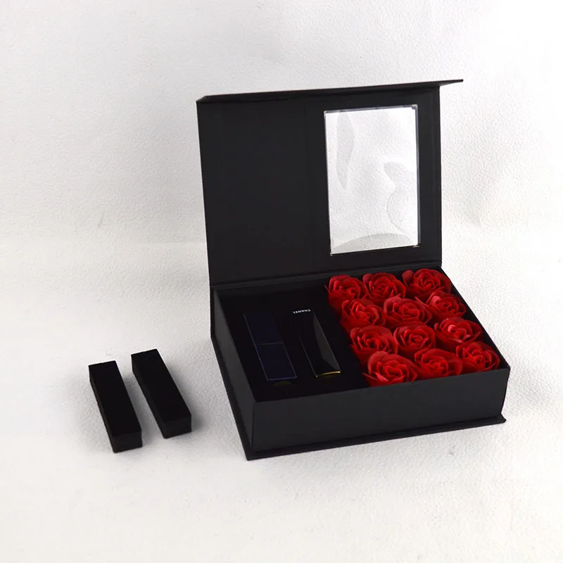 Custom design luxury lipstick carton perfume bottle packaging bag rose flower gift box packaging boxes