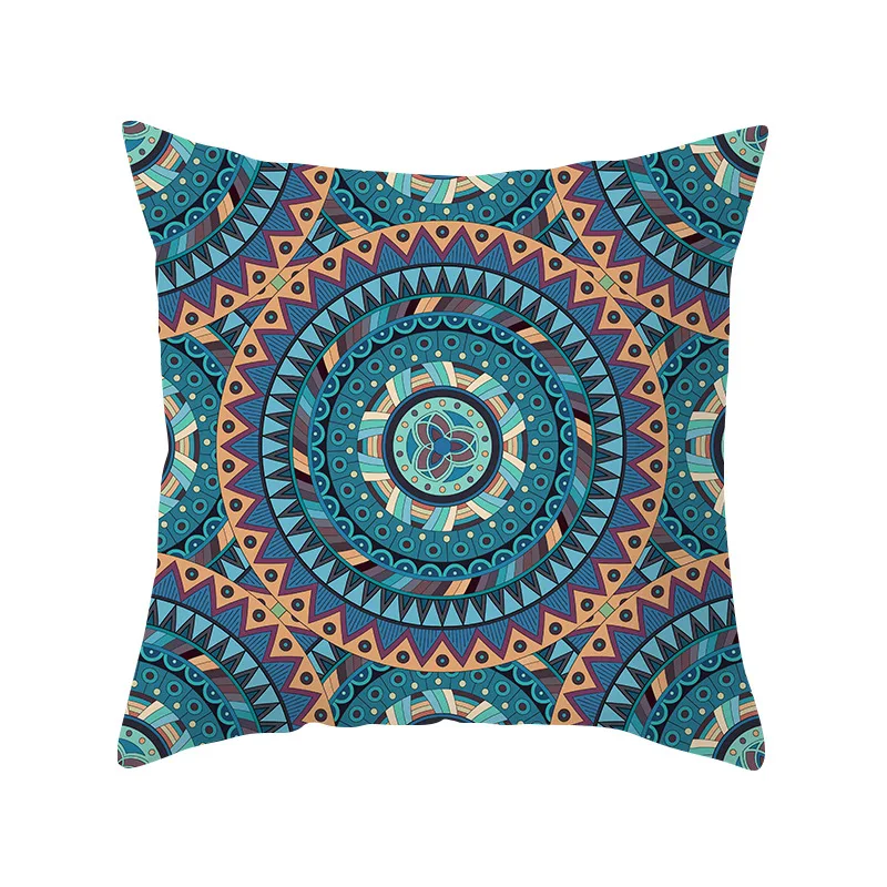 Custom Printed Home Decorative Boho Throw Pillow Covers Oriental Green Mandala Cushion Cover