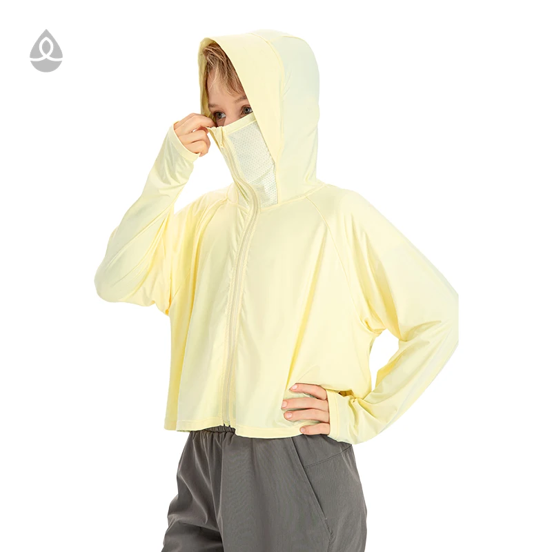 Детский солнцезащитный крем из ледяного шелка для езды на велосипеде UPF50 + ультрафиолетовая Солнцезащитная куртка с длинными рукавами и капюшоном для занятий спортом на открытом воздухе