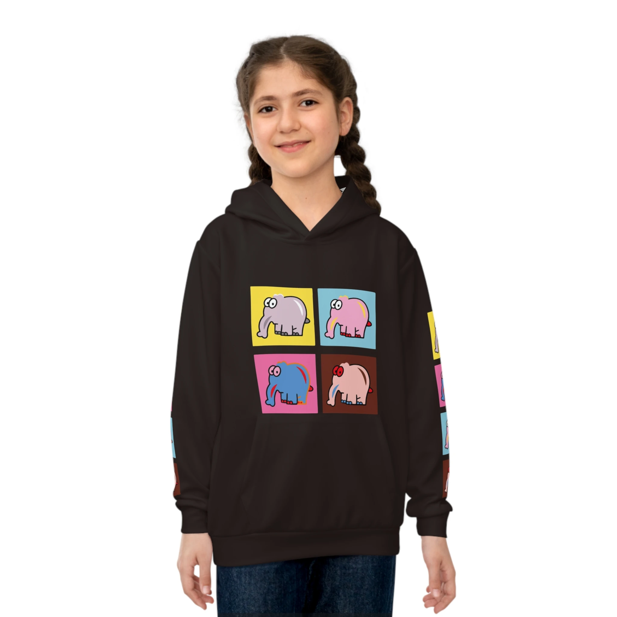 manufacturer clothes wholesale high quality elephant print kids sporty&riding&hiking hoodie full printing coat