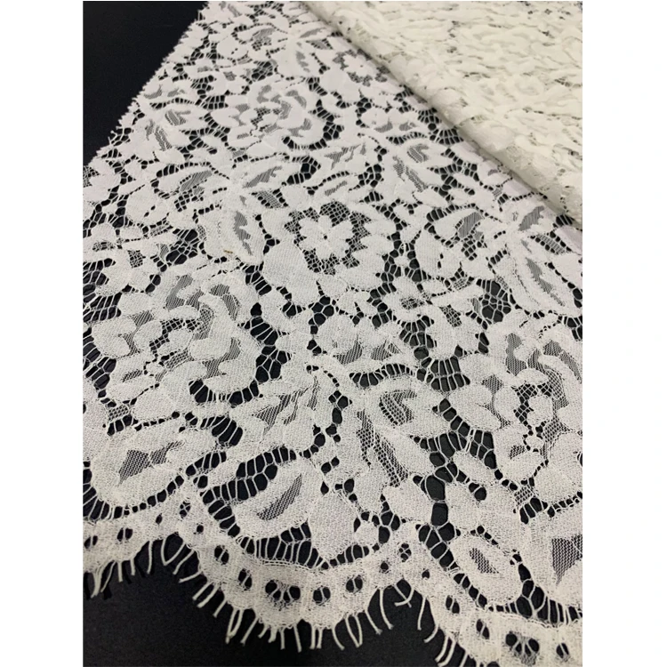 Цветочный узор «сделай сам», волнистые края, нейлоновая полиэфирная кружевная ткань для платья, в наличии