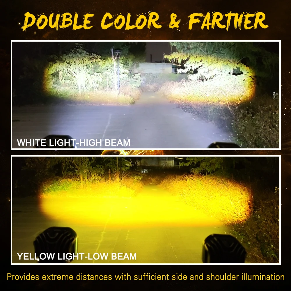 Dual Color mini driving light led auxiliary fog lamp 5d projector round 3 inch 40w led pods light