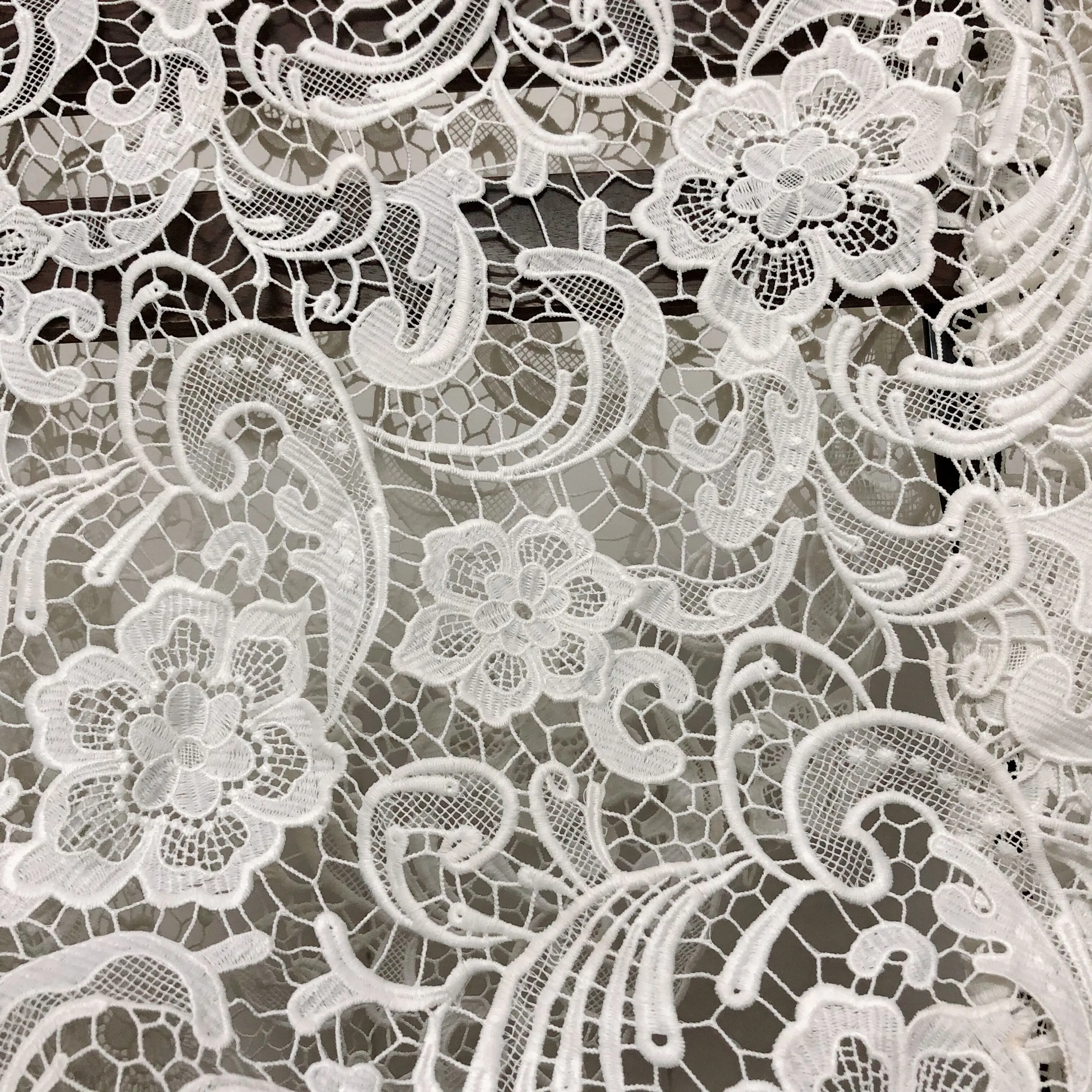 White Embroidered Flowers Turkish style Wedding Party Bridal Dress lace Fabric