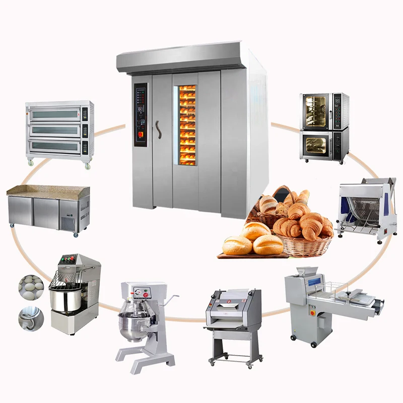 SHINEHO bakery equipment 32 trays rotary oven bakery equipment bread food shop wholesale price gas and rotary wood pizza oven
