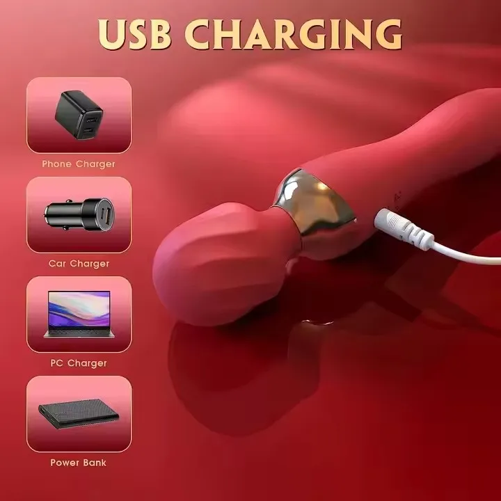 Custom Logo Magic Vibrating wand massager 12 frequency dual end wonder av wand vibrator for male female