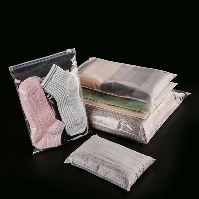 Eco Friendly Frosted CPE Zip Lock Plastic Custom Apparel Clothes Packaging Bag