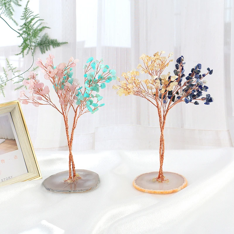 Wholesale Natural Healing Stones Quartz Tree Fengshui Hand Made Lucky Crystal Tree For Decoration