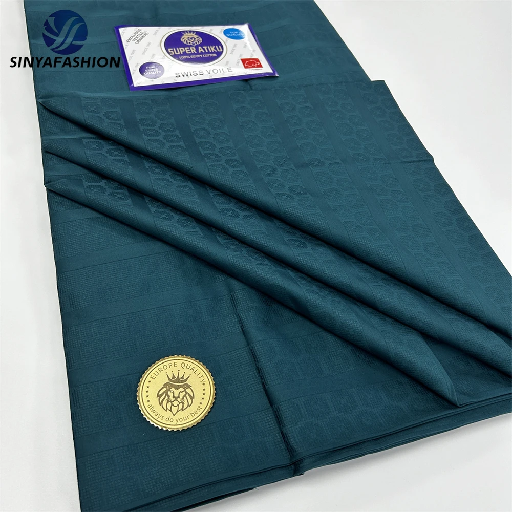 Sinya High Quality 100% Egypt Cotton Super Atiku Fabric African Men Lace 5 Yards Swiss Voile Men Fabric