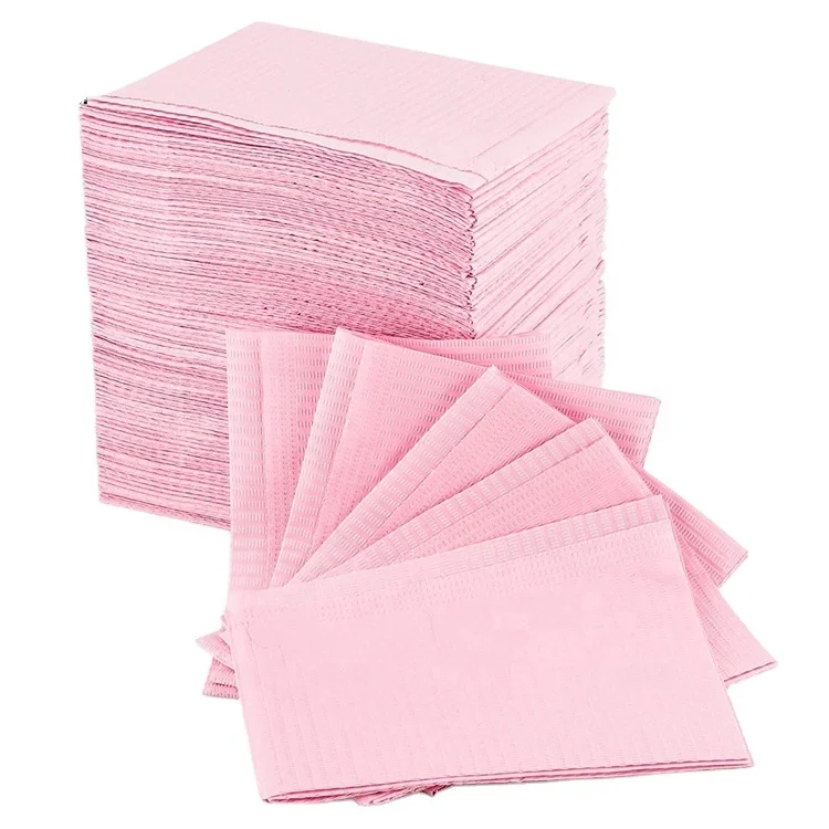 professional dental bibs manufacturers pink disposable dental bib fabric patient paper towel