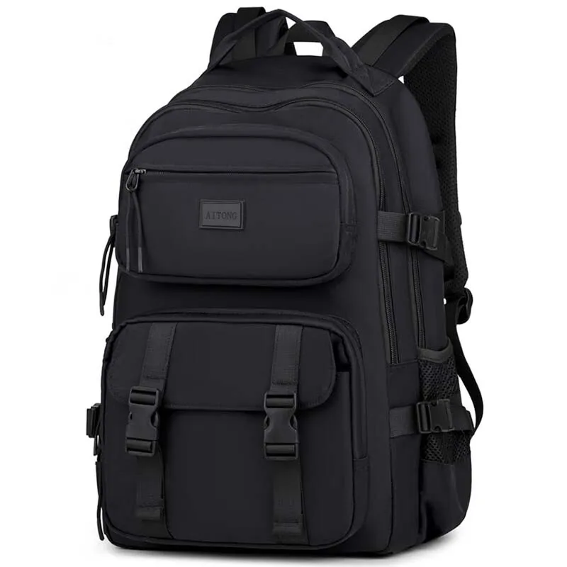 2024 High Quality Unisex Nylon Cloth Fabric Large Capacity Laptop Backpack Waterproof College Student School Bag Zipper Closure