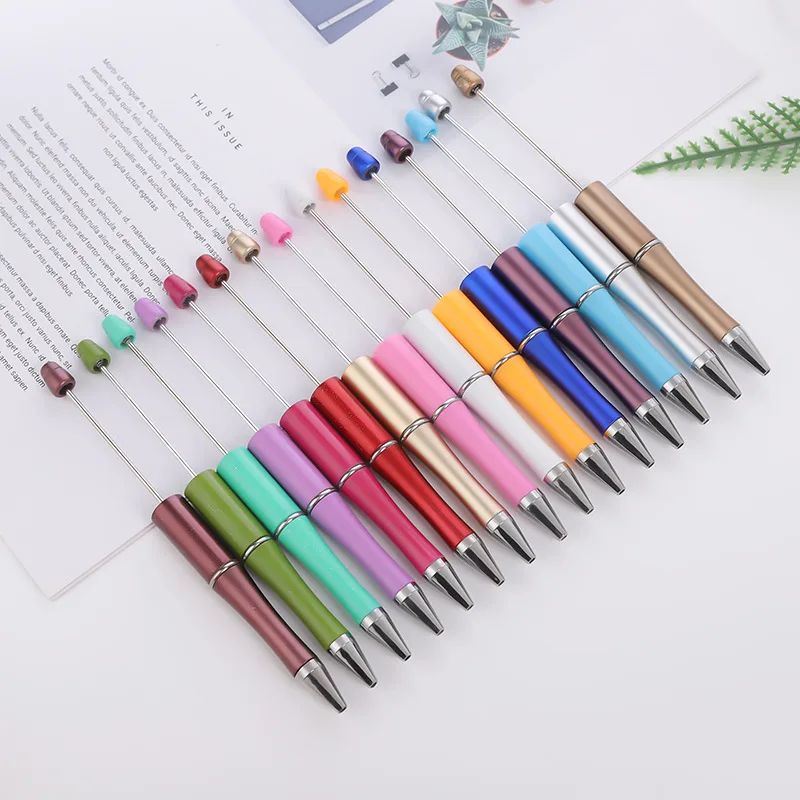 X1111-2 Promotional DIY Beaded Pens Ballpoint Pens Plastic Custom Beadable Pens Colorful Creative Stationery Personalized Gifts