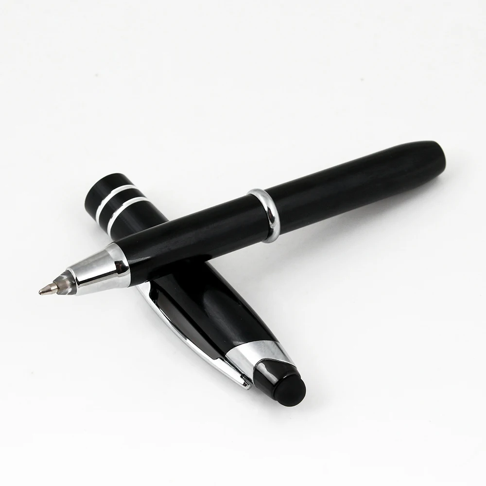 Brand New Signature Cap Type Ink Flashlight Pen With Stylus Custom Logo Metal Black Body And Light Bulb Ball Ballpoint Ballpen