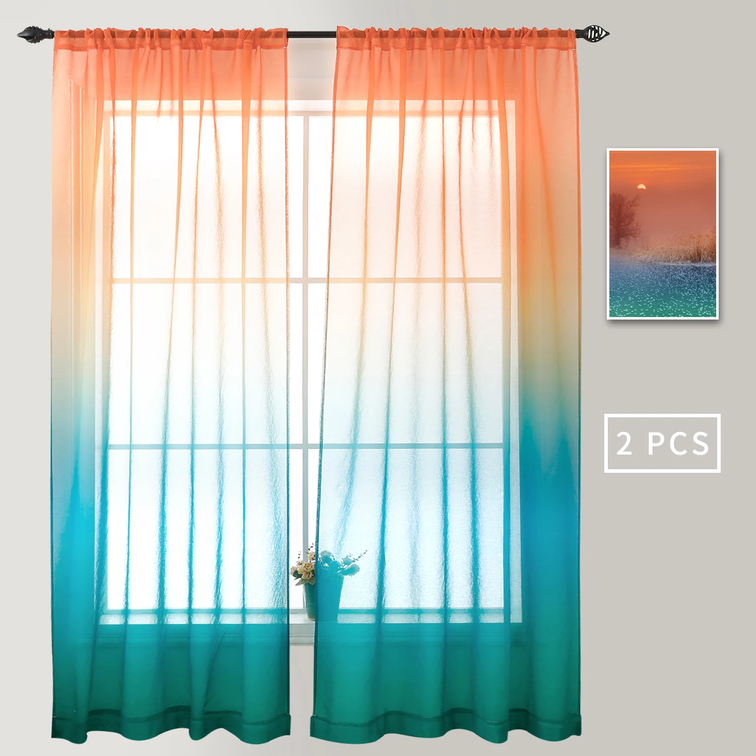 Современные градиентные оконные занавески из 100% полиэстера для дома и гостиной