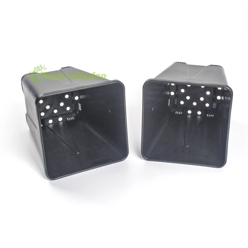 2 Gallon Black Square Plastic Nursery Grow Bucket Plant Pots For Sale