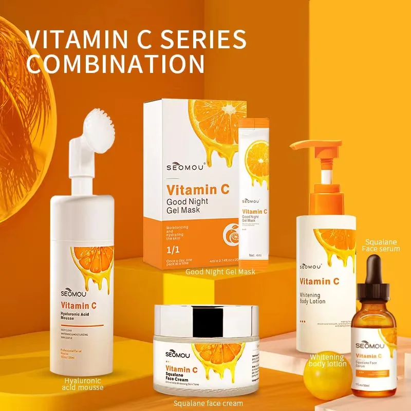Vitamin C Series Hyaluronic Acid With Facial Serum Body Lotion Cleansing Mousse Gel