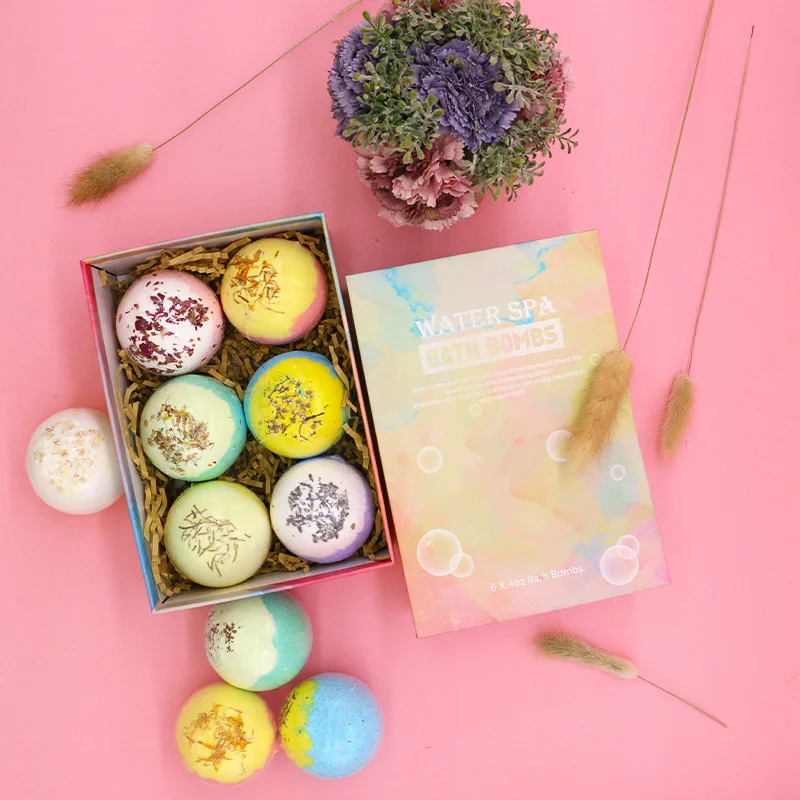 
Wholesale Kids Body Care OEM Dried Flower Bath Ball Explosion Bath Salt Aromatherapy Bath Bomb Gift Set 