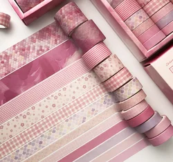 Grid Washi Tape 10M Colorful Paper Adhesive Masking Tapes 15MM Width Sticky Paper Tape for DIY Scrapbook Journals