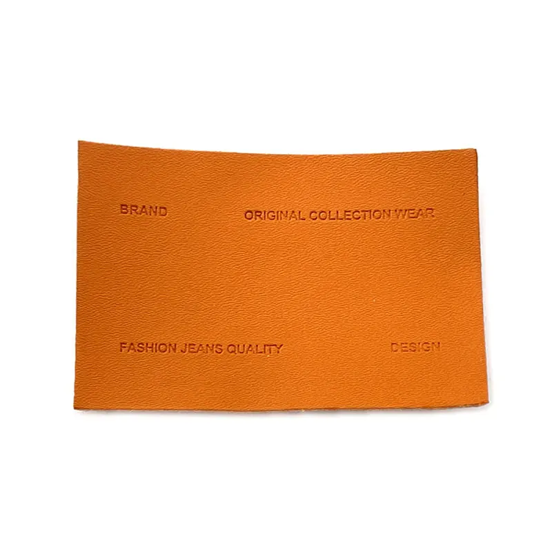 Soft Bag Handmade Faux Suede Denim Custom Sewing Tag Blue Blank Pu Leather Patch With Stamp Deboss