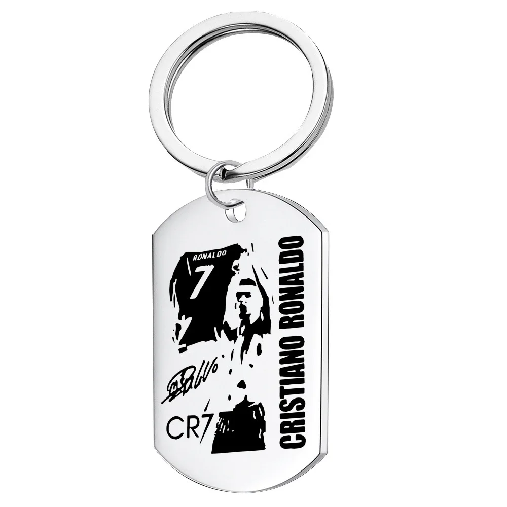 Wholesale Soccer Football Star Stainless Steel Keychain Pendant Engraving