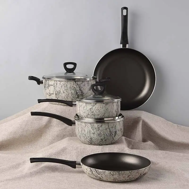 China non-stick aluminum cookware sets 8 piece pots and pans set