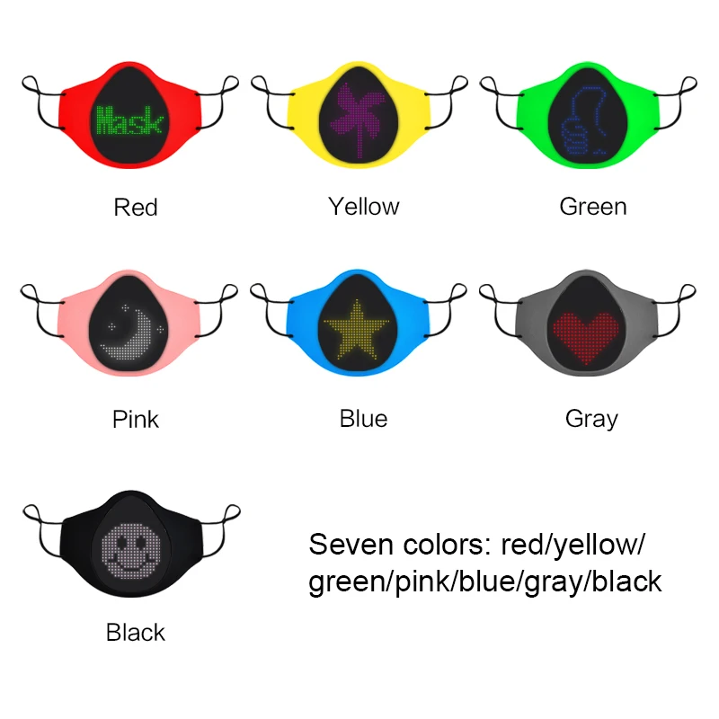 
2021 New Coming APP Control Luminous Programmable Scolling Message Display screen Silicone Masks with blue tooth 