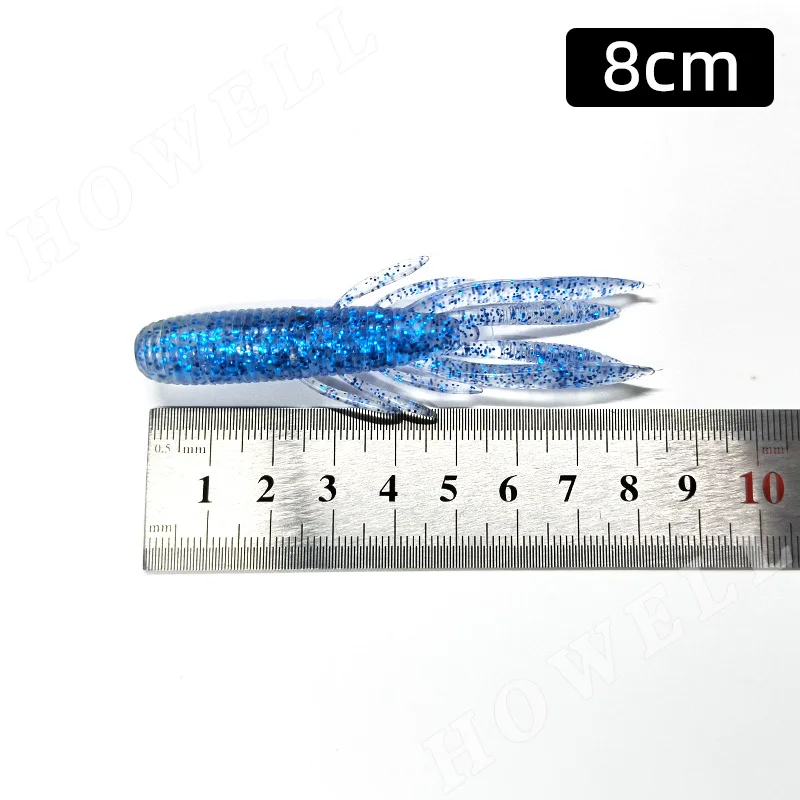 HOWELL 80MM 6.4G Mixed Color Shiner PVC Soft Worm Lure Shrimp Bionic Soft Plastic Fishing Baits