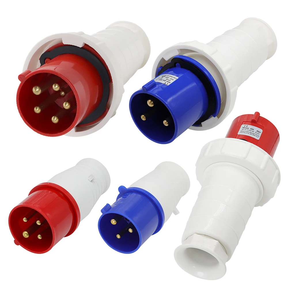 DIWEI IP67 Waterproof 63A 125A 3 Pin 5 Wire Male and Female Industrial Plug And Socket