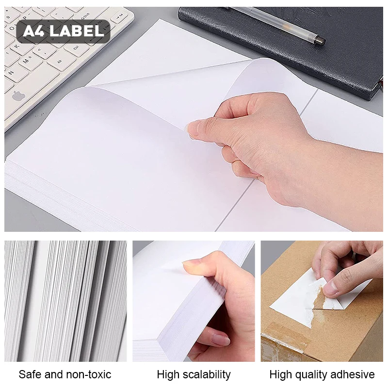 Inkjet Glossy 2 Up Printing Sticker Logo Self Adhesive Paper Labels A4 Sheet For Laser Printer