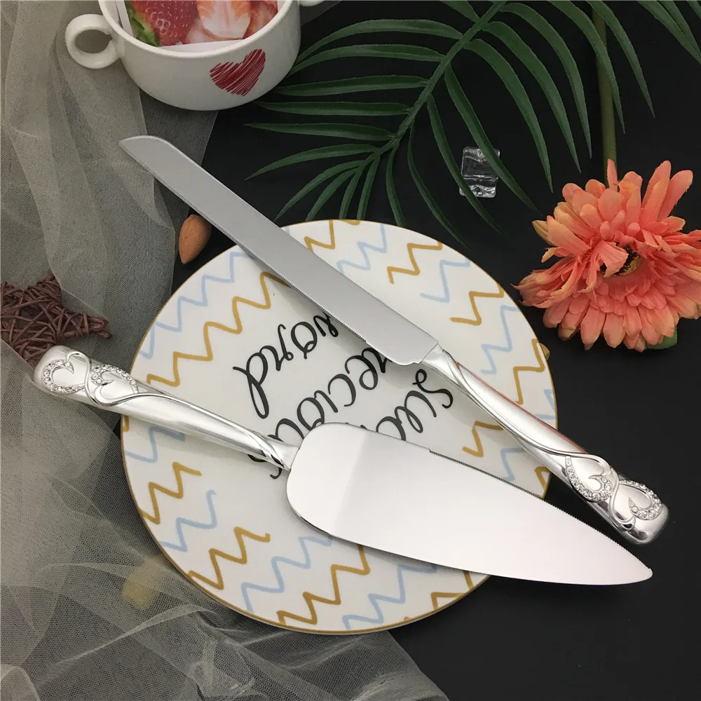 High grade stainless steel Anniversary Vintage Party cake shovel Decoration Silver Wedding cake knife and server set