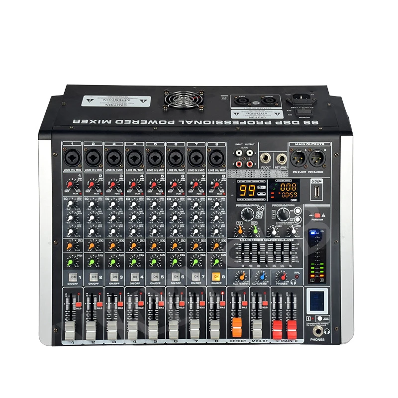 8 Channel Amplifier DJ Mixers Wireless Microphone All-in-one Machine Blueteeth Music Dj Controller/Audio Console Mixer