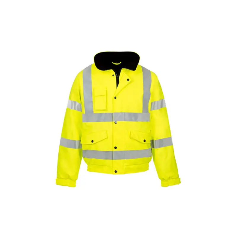 2023 NEW Hi Vis Bomber Reflective Safety Winter Jacket Workwear Concealed Hooded Padded Waterproof Work Wear Coat