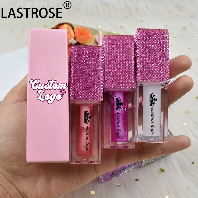 Fruit Flavor Lip Plumper Oil Long Lasting Moisturizing Lip oil Private Label Nude OEM Bling Rhinestone Lip Gloss Vendor