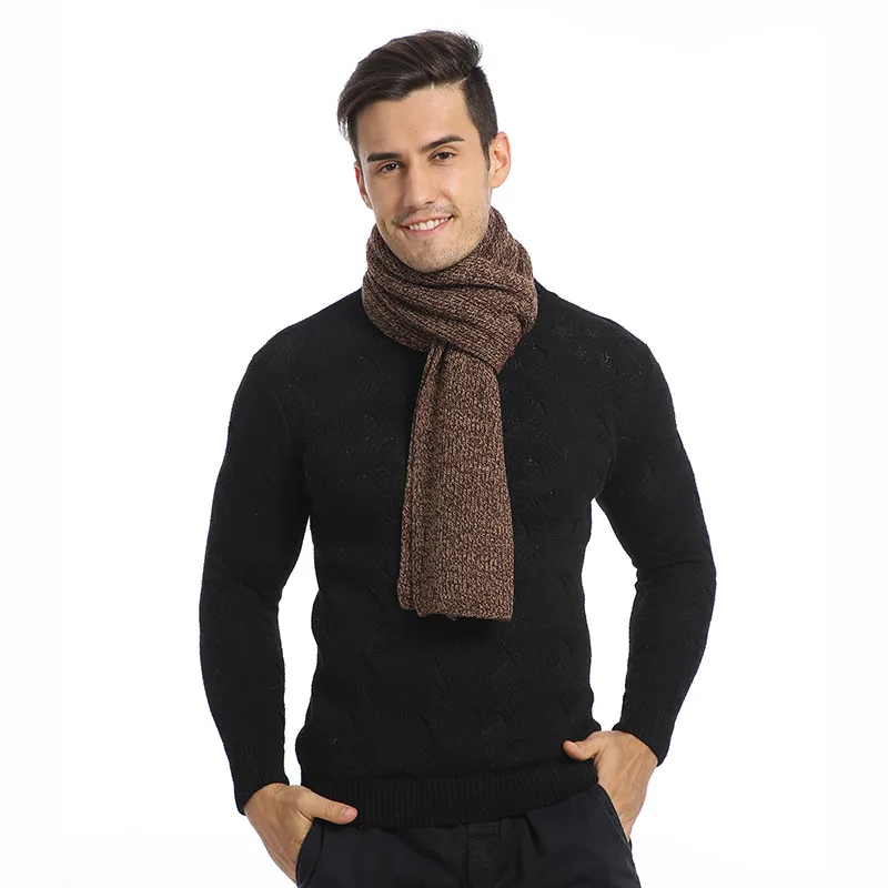 New Style Men Winter Thicken Soft Knitted Acrylic High Quality Thick Warm Long Scarf Scarves