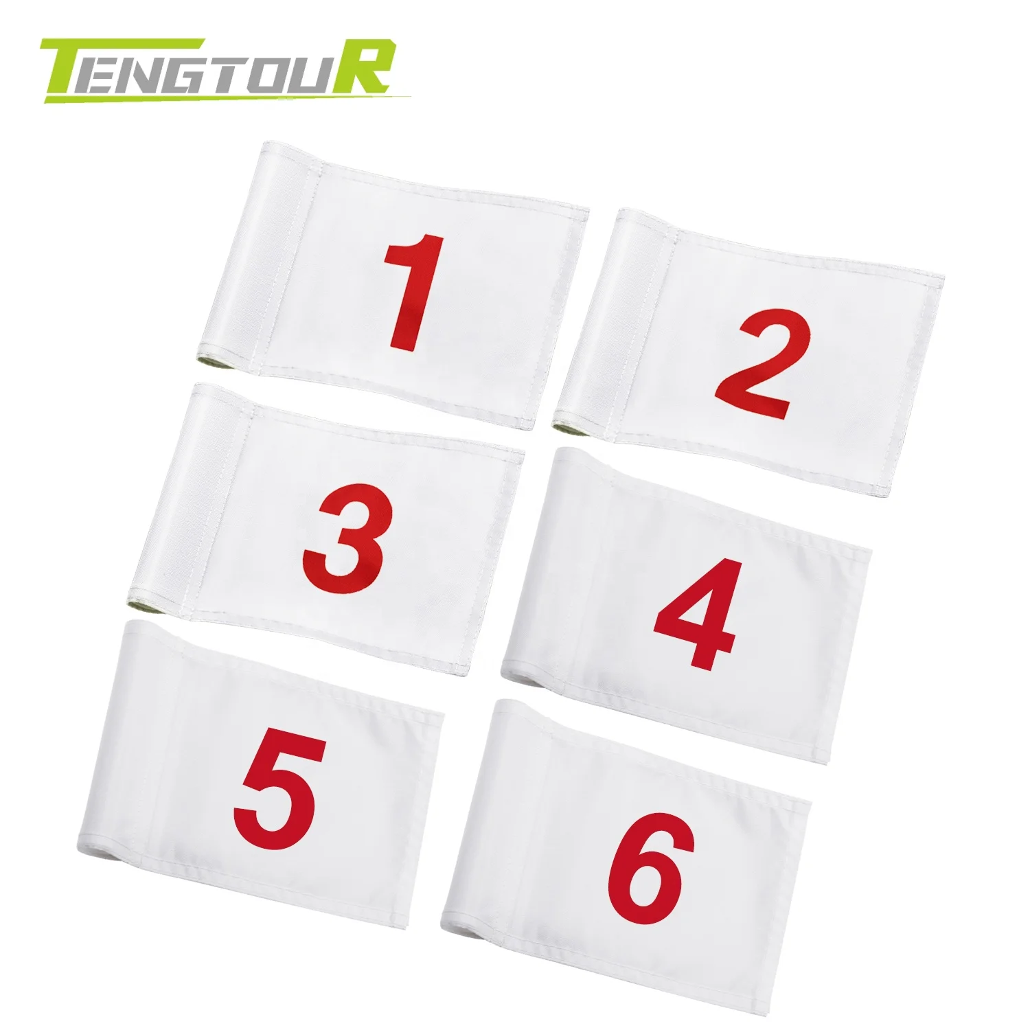 8x6 Inches 420D Nylon Miniature Golf Numbered Flags for Practice Putting Green, 6-Pack