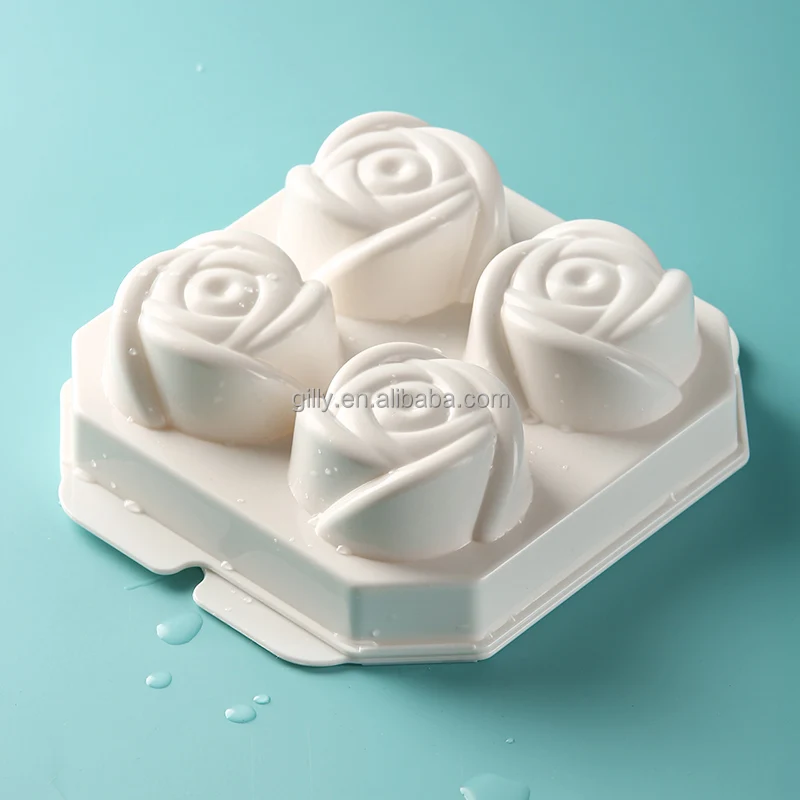 2024 new created rose shape Ice Cube Tray with Lid Ice Ball Maker Mold for Freezer Stackable Ice Trays with Covers