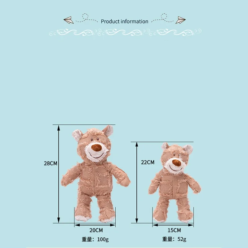 Durable linen Bear plush dog toy Squeaky Interactive dog toy Puzzle Bite anti-grinding tooth cleaning pet toy