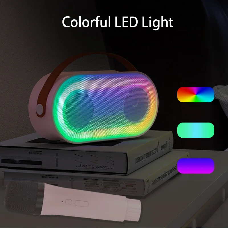 New Wireless K-Song Bluetooth Speaker Portable Home Outdoor Karaoke Colorful Atmosphere Light K-Song Integrated Sound System