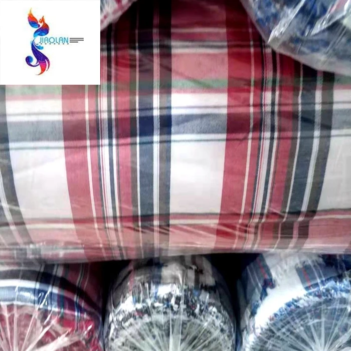 Mix Yarn Dyed Shirting Stock Lot Recycled Fabric New Style Polyester and Cotton Woven Plain  STANDARD 100 In-stock Items
