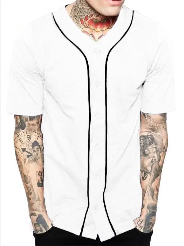 2024 NEW Hip hop sik silk shirt men stripe Short sleeve Baseball uniform chemise homme Fashion men clothing Solid  shirts