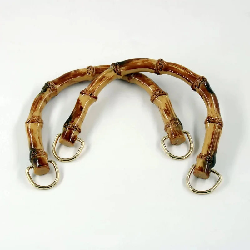 Factory wholesale DIY bag accessories plastic wooden shape bamboo handle for jute canvas fabric bag carrying handle