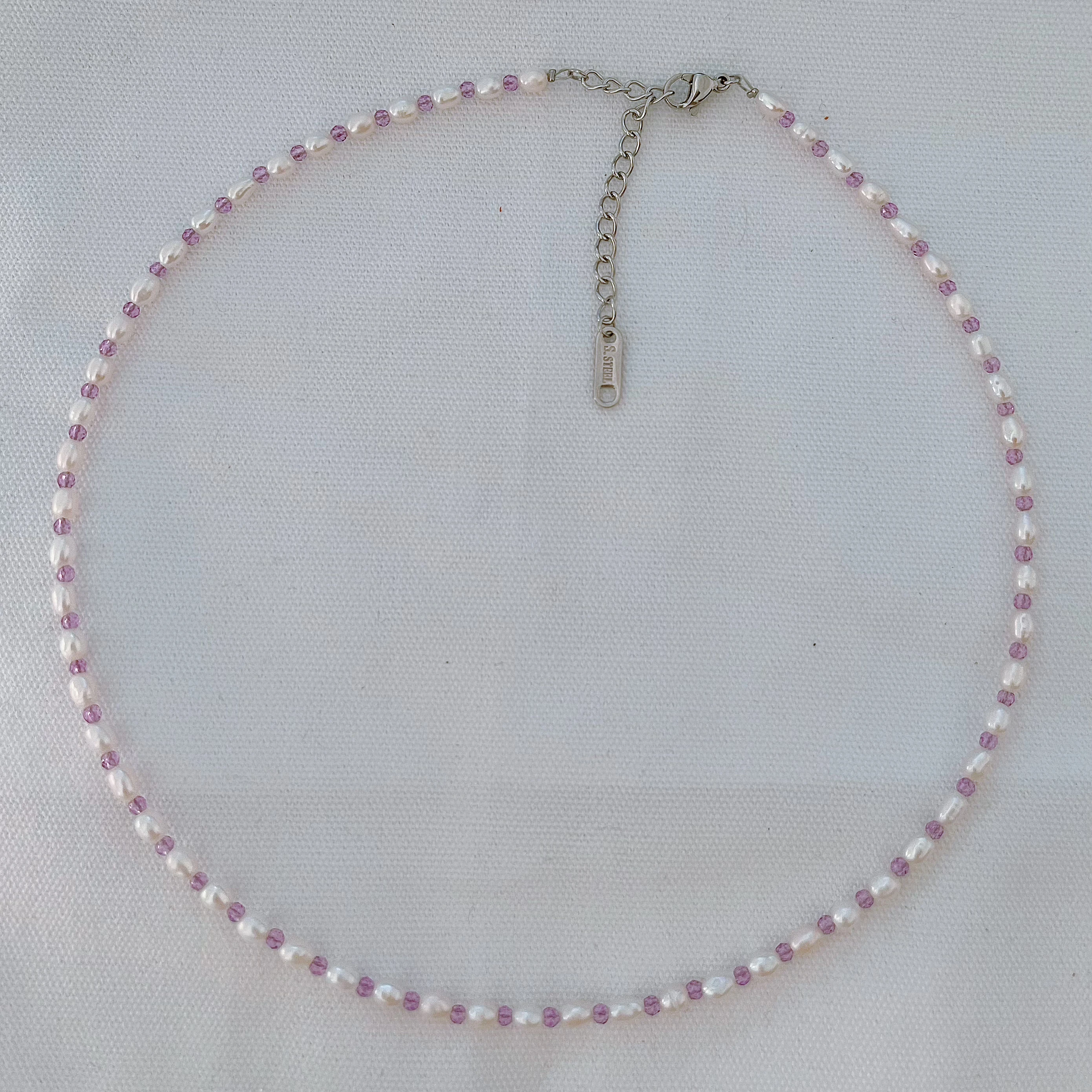 2024 Summer jewelry Mini 2-3 mm natural freshwater pearl necklace crystal purple beads necklace for women delicate necklace