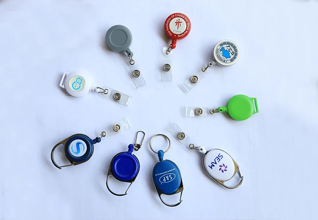 Wholesale Manufacturer Custom Logo Blank Plastic Reusable Black Retractable Badge Reel Clips Id Name Badge Holder