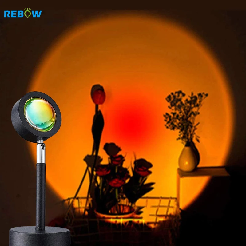 Drop shipping Rainbow RGB Sunset Projection Floor Lamp Room Led Night Light Projector Light Lamp
