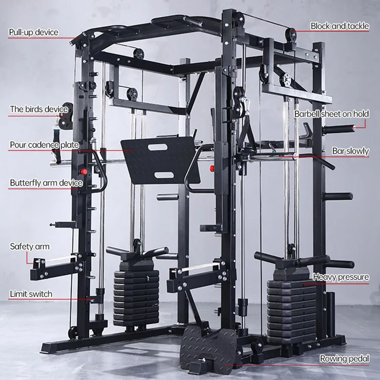 Commercial  Gym Exercise Multi Function Station Equipment Smith Rack Machine With 110kg Weight Stack