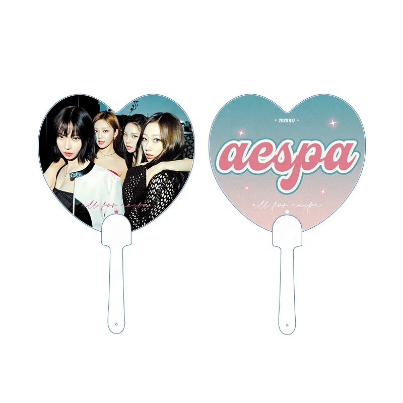 Fashion Custom kpop Double printed side Big size plastic transparent Circular Picket kpop hand fan for Idol Collection