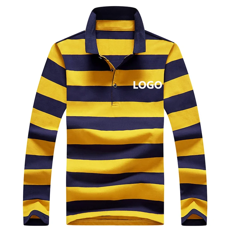 OEM Мужская Вшитая полосатая спортивная рубашка поло с длинным рукавом для регби 100% хлопок
