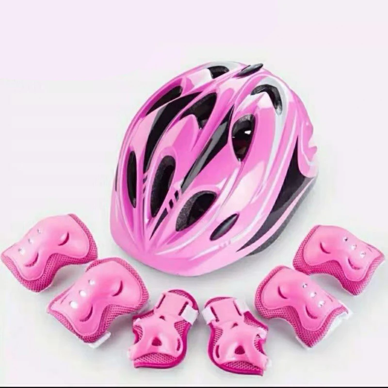 Kids Helmet Pad Set Adjustable Bike Helmet Knee Elbow Wrist Pads Kid Protective Gear for Child Skating Cycling Scooter
