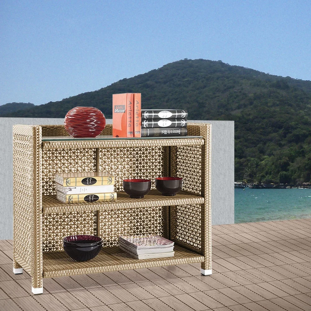 MRCB-0002 Wicker Rattan Garden Outdoor Patio Furniture Accessories Two Drawers Cabinet